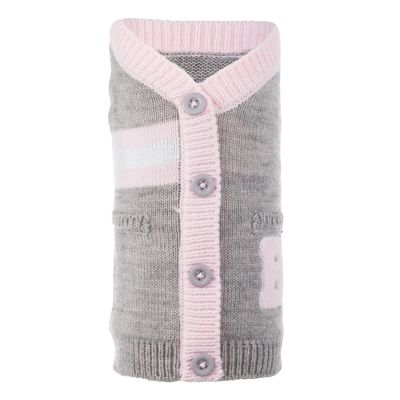 The Worthy Dog Varsity Pullover Dog Cardigan, with Faux Pockets, Warm Knitwear Winter Clothes for Pets, Cold Weather Outfits for Dogs, Fits Large Size Dogs, Gray