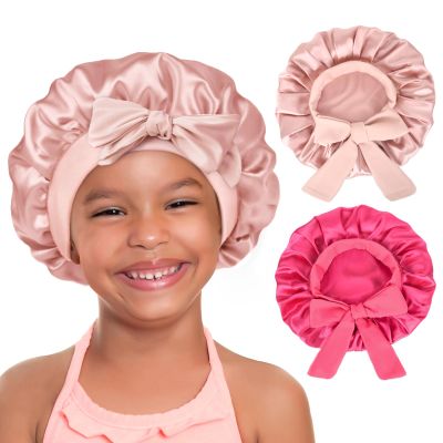 YANIBEST 2 PCS Baby Bonnet Silk Satin Bonnet for Kids Sleeping Cap Curly Natural Hair Silk Bonnets for Girls Boys Infant