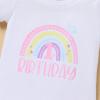 Baby Girls Rainbow 1st Birthday Outfit Romper Tutu Skirt with Diaper Cover Tulle Bloomers and Flower Headband Infant First Birthday Cake Smash Coming Home Outfit for Photo Prop Rainbow + Flower 1 Year view 3