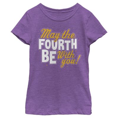 Star Wars Girl's May Fourth Type T-Shirt, Pur Berry, Large