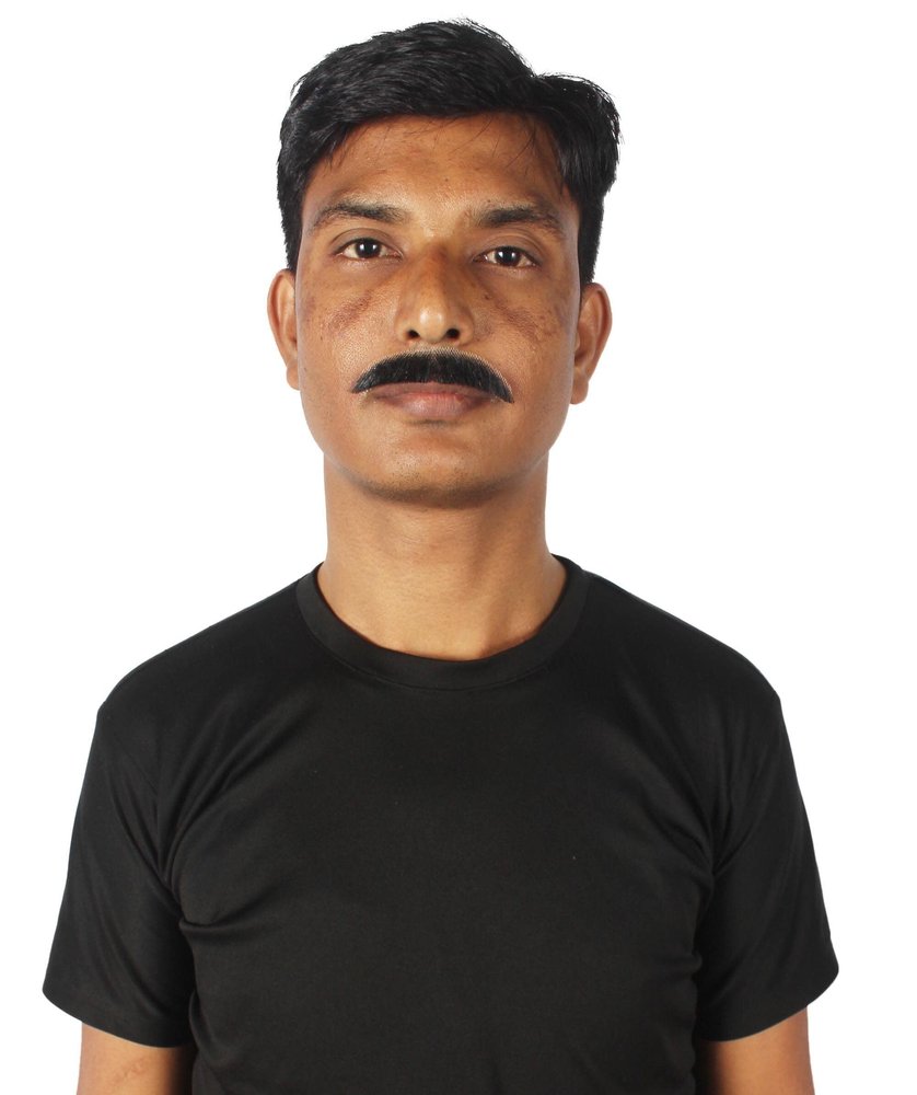 HPO Men's Human Hair Mustache Cosplay Facial Hair Fake Human Hair (Dark Black)