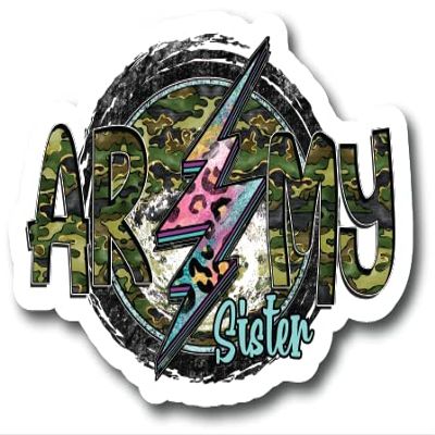 Army Sister |Great Gift Idea|Decal Sticker|2 Pack|5 Inch Stickers|S10561