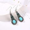 Fuqimanman2020 3pcs Ethnic Simulation Turquoise Set Butterfly Pendant Necklace Bohemian Stretchable Beaded Bracelet Bangle Teardrop for Women Boho Jewelry-Round view 3