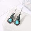 Fuqimanman2020 3pcs Ethnic Simulation Turquoise Set Butterfly Pendant Necklace Bohemian Stretchable Beaded Bracelet Bangle Teardrop for Women Boho Jewelry-Round view 4