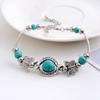 Fuqimanman2020 3pcs Ethnic Simulation Turquoise Set Butterfly Pendant Necklace Bohemian Stretchable Beaded Bracelet Bangle Teardrop for Women Boho Jewelry-Butterfly view 4