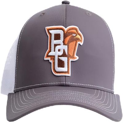 Bowling Green State University Hat BGSU Falcons NCAA Collegiate Custom Embroidered Patch Charcoal and White Trucker Hat with Snapback Closure Baseball Cap