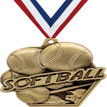 2.25" Softball Medal Awards, Gold Masters Softball Team Trophy Awards Includes Free Neck Ribbon 20 Pack Prime