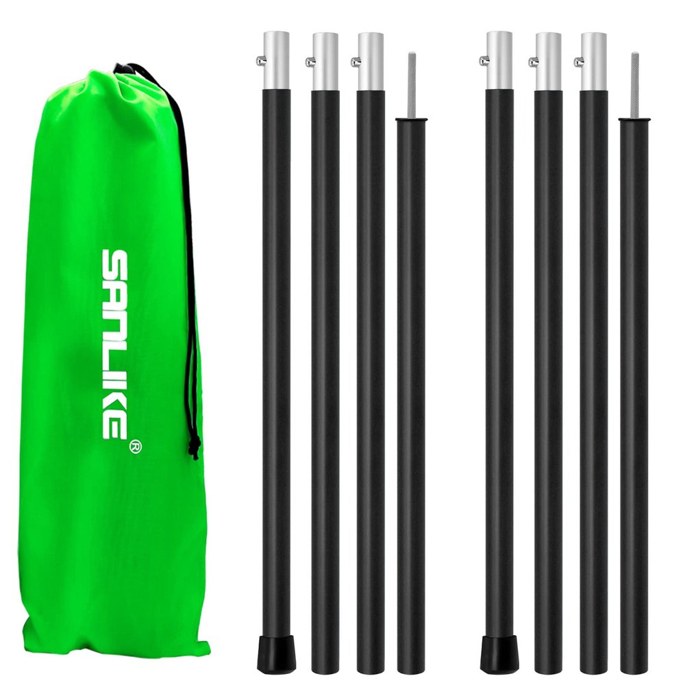 SAN LIKE Aluminum Tent Poles for Tarp, 60inch, 2 Sets (4 Sections), Black, Waterproof, Camping