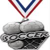 2.25" Soccer Medal Awards, Silver Masters Soccer League Trophy Awards Includes Free Neck Ribbon 50 Pack view 1