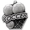 2.25" Soccer Medal Awards, Silver Masters Soccer League Trophy Awards Includes Free Neck Ribbon 50 Pack view 2