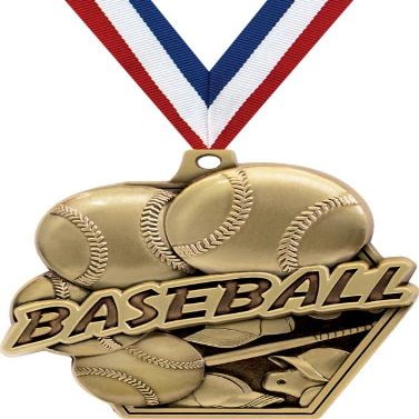 2.25" Baseball Medal Awards, Gold Masters Baseball League Trophy Awards Includes Free Neck Ribbon 10 Pack