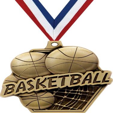 2.25" Basketball Medal Awards, Gold Masters Basketball Squad Trophy Awards Includes Free Neck Ribbon 50 Pack