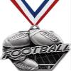 2.25" Football Medal Awards, Silver Masters Football Team Trophy Awards Includes Free Neck Ribbon 50 Pack view 1