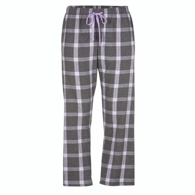boxercraft Haley Flannel Pant for Women, 100% Cotton Flannel Pant with Side Pockets and Adjustable Drawstring, Charcoal/Lavendar L