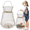 UCandy Galvanized Steel Wire Fish Baskets, Portable Fishing Basket for Fish Outdoor,Collapsible Wire Fish BasketsMinnow Bucket. (Gold, 15X23 INCH) view 1