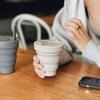 HuNu Collapsible Coffee Cup with Lid - Reusable & Microwave Safe Silicone Collapsible Cup, Foldable Cup, Portable Coffee Travel Mug/Camping Cup (12OZ, Warm Grey)*Straw Sold Separately* view 3