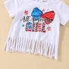 4th of July Baby Girl Outfits American Flag Shirt Pants Toddler Kids Little Girls Fourth of July Outfit Set (All America Girl Shorts,12-18 Months) view 3