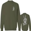 0473. Dope Peace Bones Hand Sign Hippie Kindness Stop no war antiwar Summer Men's Crewneck Sweatshirt (Olive Large) view 1