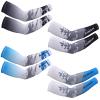 Newcotte 4 Pairs UV Sun Protection Arm Sleeves Cooling Sports Sleeve Anti Slip Ice Silk Warmers Arm Covers for Men Women(Blue Black,X-Large) view 1