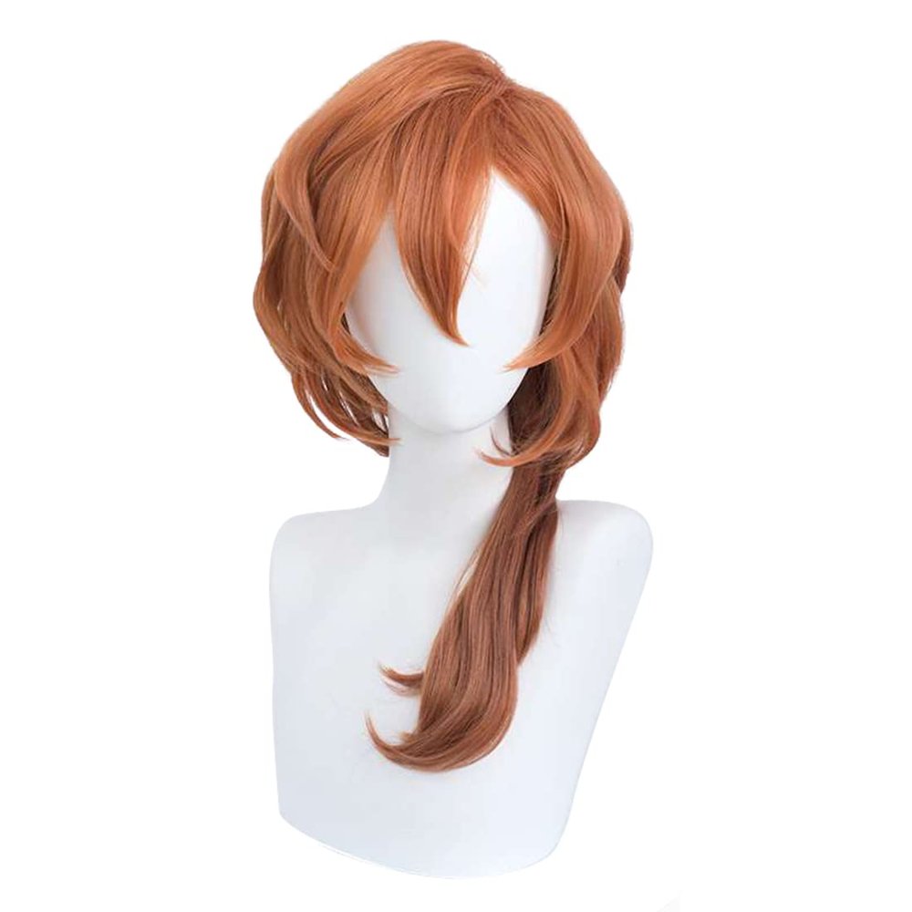 Wiggy Mermaid Short Orange Wig for Cosplay Costume Male Men Anime Layered Fluffy Character Costume Wig Heat Resistant Halloween Party Wig + Wig Cap (Orange)
