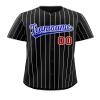 Custom Pinstripe Baseball Jersey Button Down Shirt Printed or Stitched Personalized Name Number for Men/Women/Youth Black/White Stripes-14 view 1