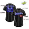 Custom Pinstripe Baseball Jersey Button Down Shirt Printed or Stitched Personalized Name Number for Men/Women/Youth Black/White Stripes-14 view 2