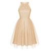 Loloda Women's Sleeveless Halter Lace Floral Wedding Cocktail Party Formal Dress Bridesmaid Dresses Champagne 10 view 1