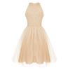 Loloda Women's Sleeveless Halter Lace Floral Wedding Cocktail Party Formal Dress Bridesmaid Dresses Champagne 10 view 2