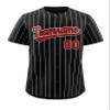 Custom Pinstripe Baseball Jersey Button Down Shirt Printed or Stitched Personalized Name Number for Men/Women/Youth Black/White Stripes/Red-16 view 1