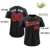 Custom Pinstripe Baseball Jersey Button Down Shirt Printed or Stitched Personalized Name Number for Men/Women/Youth Black/White Stripes/Red-16 view 2