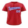 Custom Pinstripe Baseball Jersey Button Down Shirt Printed or Stitched Personalized Name Number for Men/Women/Youth Red/White Stripes-20 view 1