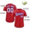 Custom Pinstripe Baseball Jersey Button Down Shirt Printed or Stitched Personalized Name Number for Men/Women/Youth Red/White Stripes-20 view 2