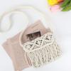 Van Caro Women's Cotton Crochet Tassel Shoulder Purse Bohemian Beach Bag,White view 2