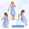 JEELLIGULAR Toddler Dress Ruffle Sleeveless Button Down Denim Dress for Toddler Girl Dress Summer Beach Casual A-line Sundress (2T-3T, Light Blue) view 2