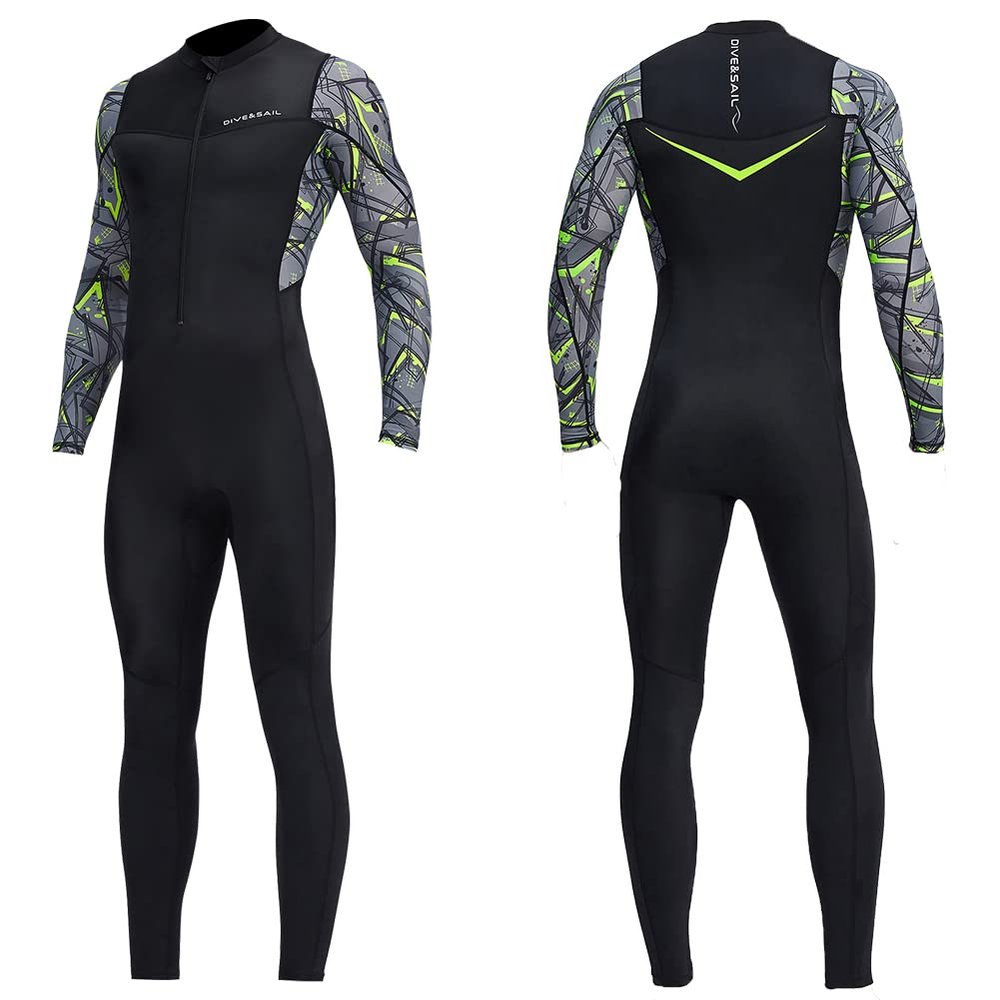 Dive Skins for Women Men Full Body Swimsuit Rash Guard Scuba Skin Thin Wetsuit, One Piece Long Sleeve Quick Dry Diving Skin UV Protection Surfing Spandex Wet Suit for Water Sport (M, Men Black)