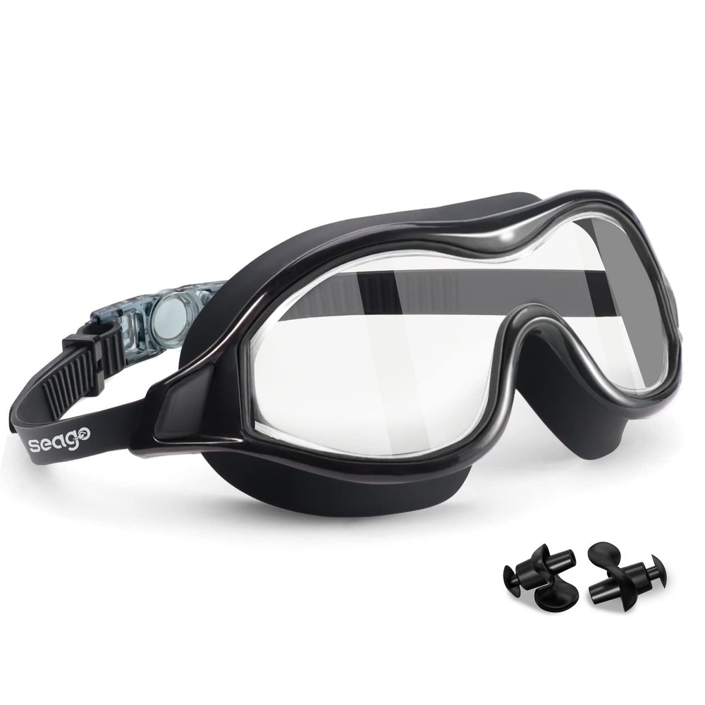 Seago Swim Goggles No Leaking Anti-Fog Swimming Goggles for Adult Men Women Youth Junior with Soft Silicone Gasket, UV Protection Waterproof 180 Clear Vision, Triathlon Pool Goggles Swim Glasses