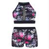 dPois Children Little Girl Activewear Sleevelss Crop Tank Tops Athletic Shorts Suit Sportswear Dancewear Running Suit Black 14 Years view 1