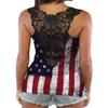 4Th of July Tank Tops Shirts for Women American US Flag Sleeveless Open Back Lace Cutout Top,A,L view 1