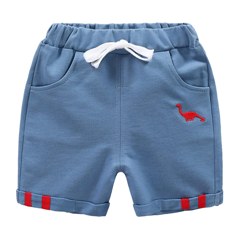 Alvivi Toddler Baby Boys Sport Jogger Short Pants Elastic Waist Solid Color Soft Cotton Pocket Shorts Lake Blue 12-18 Months