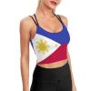 Kuwait Flag Sports Bras for Women Padded Gym Workout Short Crop Top Yoga Tank Top XL view 1