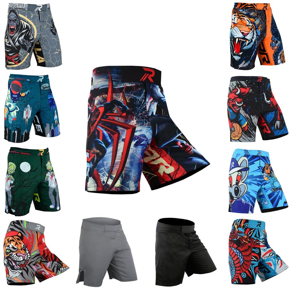 Roar Kids Mixed Martial Arts MMA Shorts BJJ Cross Training Gym Boxing Grappling Kickboxing Muay Thai Workout Shorts (Y-Medium, Spider)