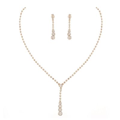 Yean Bride Silver Bridal Necklace Earrings Set Crystal Wedding Jewelry Sets Rhinestone Choker Necklaces for Women (Gold)