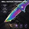 XIPHIAS 4-in-1 Tactical Folding Pocket Knife with Glass Breaker Seatbelt Cutter - 3.15" Serrated Blade EDC Survival Tool for Men Women Camping Hiking Emergency - Nice Gift for Valentine's Day BirthdayColor view 3