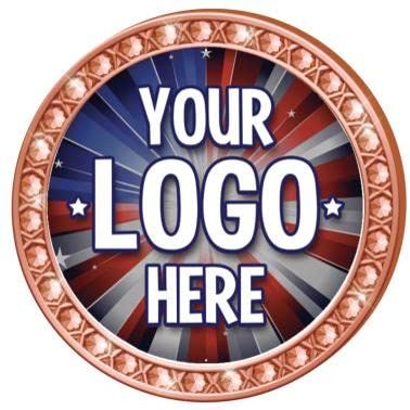 Custom Logo Bronze Twinkler Insert Pins, 1.4" Round Upload Your Own Logo Pin, Personalize Now 50 Pack