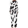 Elegant Casual Cow Print Black and White Color Matching Womens Pajamas Two Piece Set for Women Girl's Summer Sun Beach XL view 2
