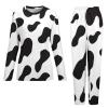 Elegant Casual Cow Print Black and White Color Matching Womens Pajamas Two Piece Set for Women Girl's Summer Sun Beach XL view 3