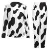 Elegant Casual Cow Print Black and White Color Matching Womens Pajamas Two Piece Set for Women Girl's Summer Sun Beach XL view 4