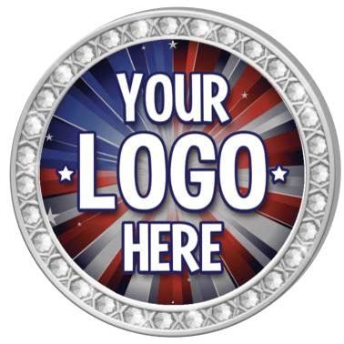 Custom Logo Silver Twinkler Insert Pins, 1.4" Round Upload Your Own Logo Pin, Personalize Now 50 Pack
