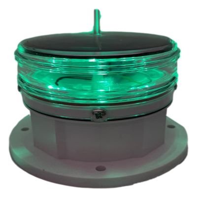 Solar Dock Warning Light 360 Degree - Super Bright Waterproof LED Light for Marine Applications - Constant On or Flashing (GREEN)