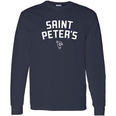 AL03 - St Peter's University Peacocks Arch Logo Long Sleeve T Shirt - Medium - Navy